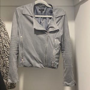 Gray Faux Suede Moto jacket